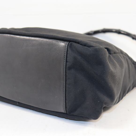 Vintage Gucci Nylon Bamboo Handle Black Shoulder Bag Italy Made Style 000.0582 - Picture 5 of 10
